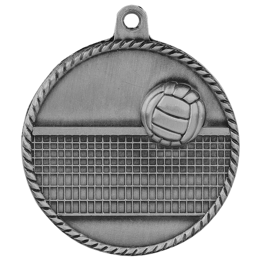 Volleyball High Relief Medal-Silver 2"