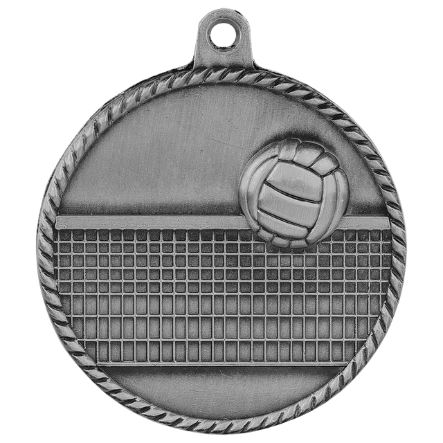 Volleyball High Relief Medal-Silver 2"