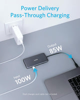 Anker 341 USB-C Hub 7-in-1 charging station with multiple ports on a sleek black device showing USB-C and other ports