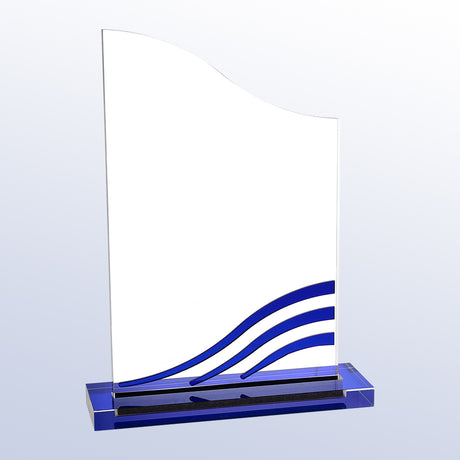 Blue Rectangle Bottom Wave premium recognition award