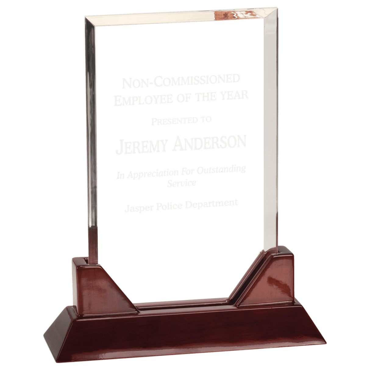 Rectangle Prestige Acrylic with Rosewood Piano Finish Base