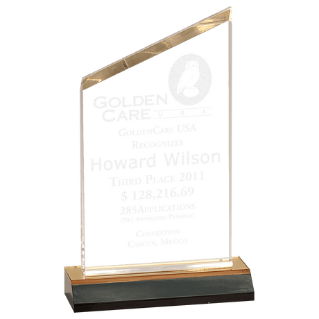 Gold Reflection Beveled Peak Acrylic with 5" Gold Mirror Base