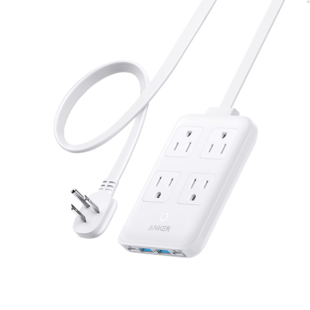 White Anker 8-in-1 charging station with 20W power output, featuring multiple ports for versatile device charging.