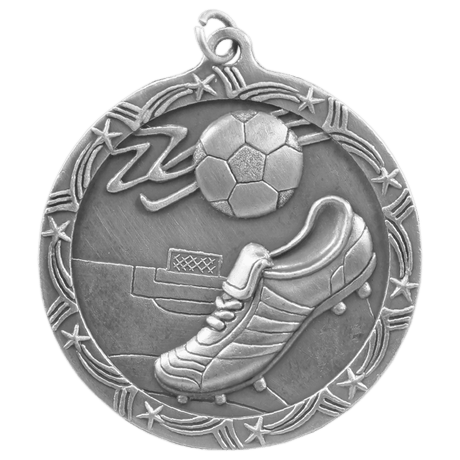 Soccer Shooting Star Medal-Silver 2 1/2"