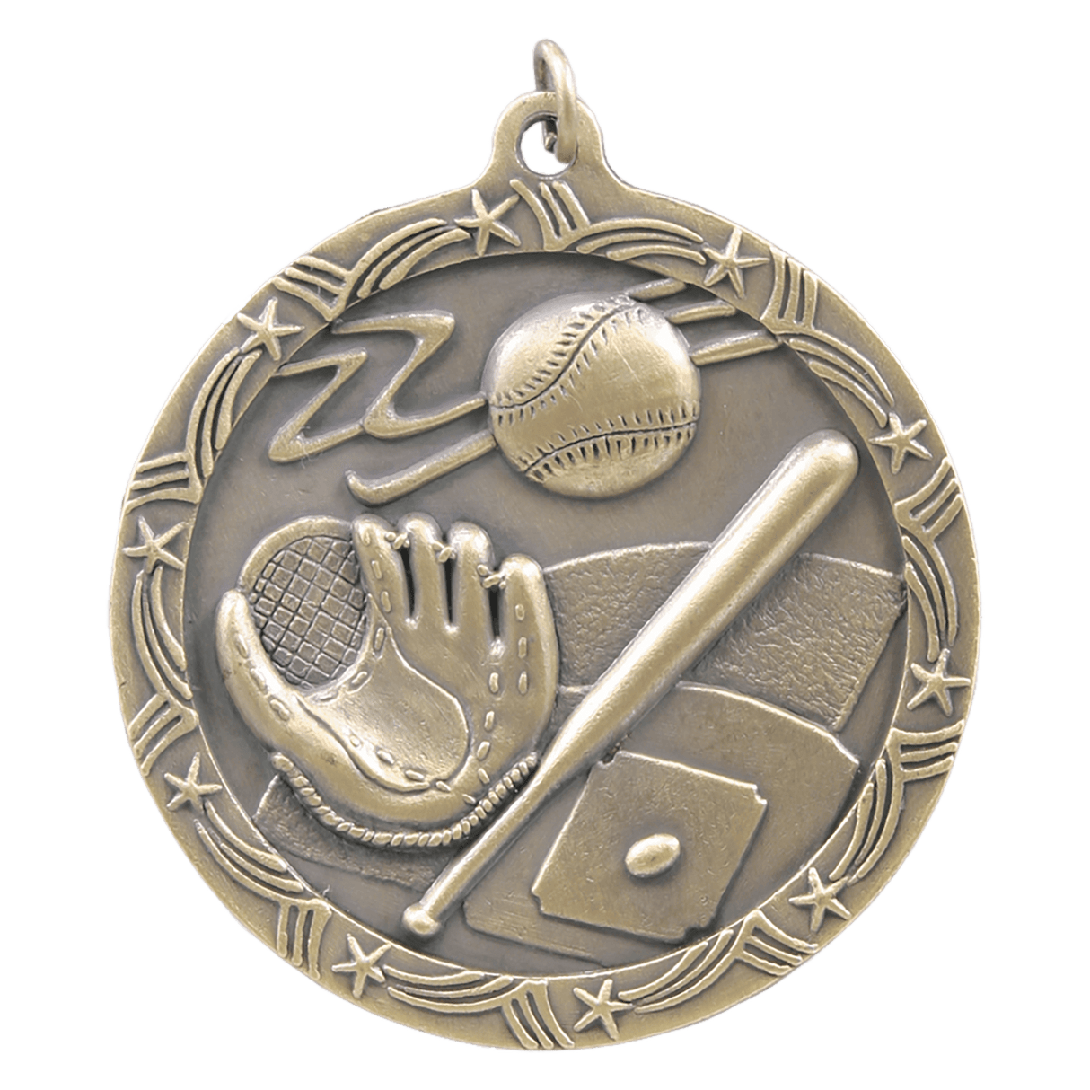 Baseball/Softball Shooting Star Medal-Gold 2 1/2"
