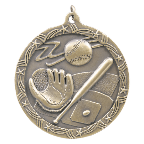 Baseball/Softball Shooting Star Medal-Gold 2 1/2"