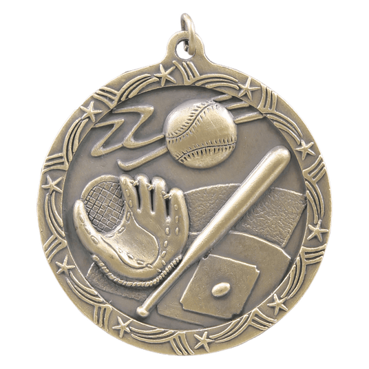 Baseball/Softball Shooting Star Medal-Gold 2 1/2"