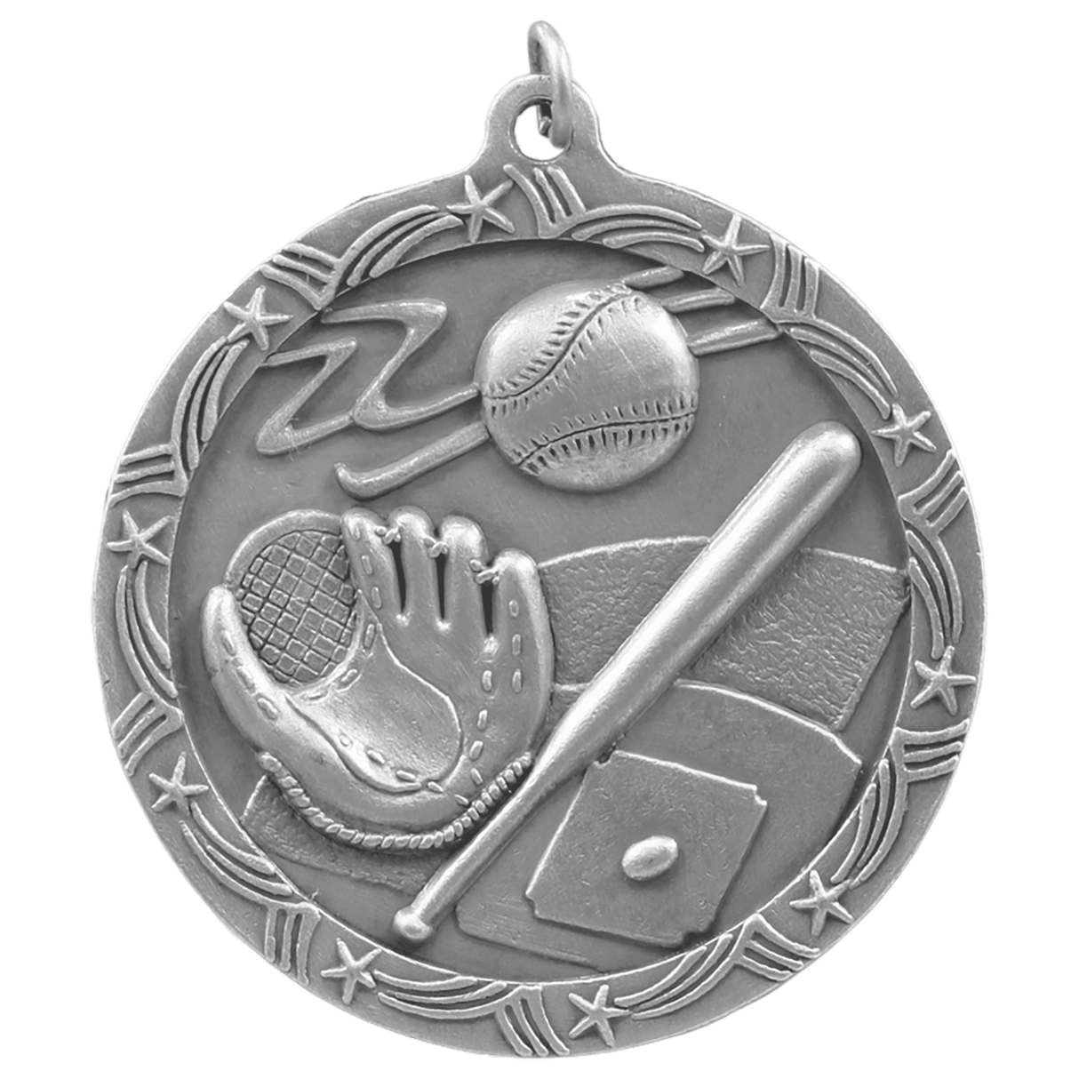 Baseball/Softball Shooting Star Medal-Silver 2 1/2"