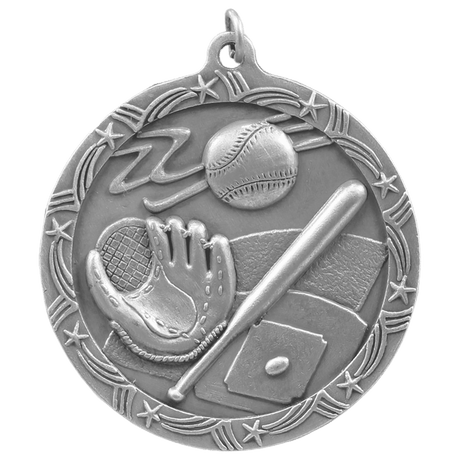 Baseball/Softball Shooting Star Medal-Silver 2 1/2"