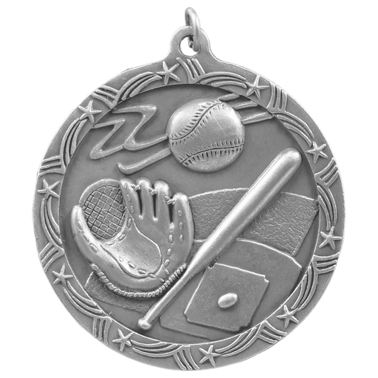 Baseball/Softball Shooting Star Medal-Silver 2 1/2"