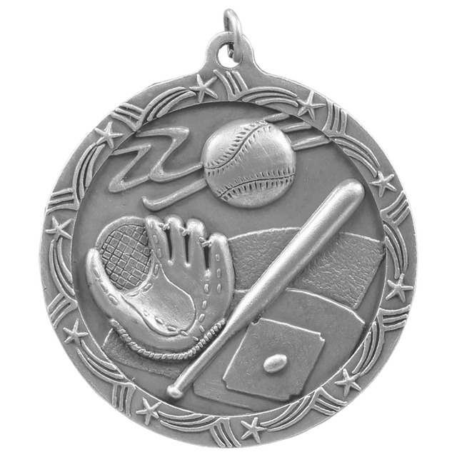 Baseball/Softball Shooting Star Medal-Silver 2 1/2"