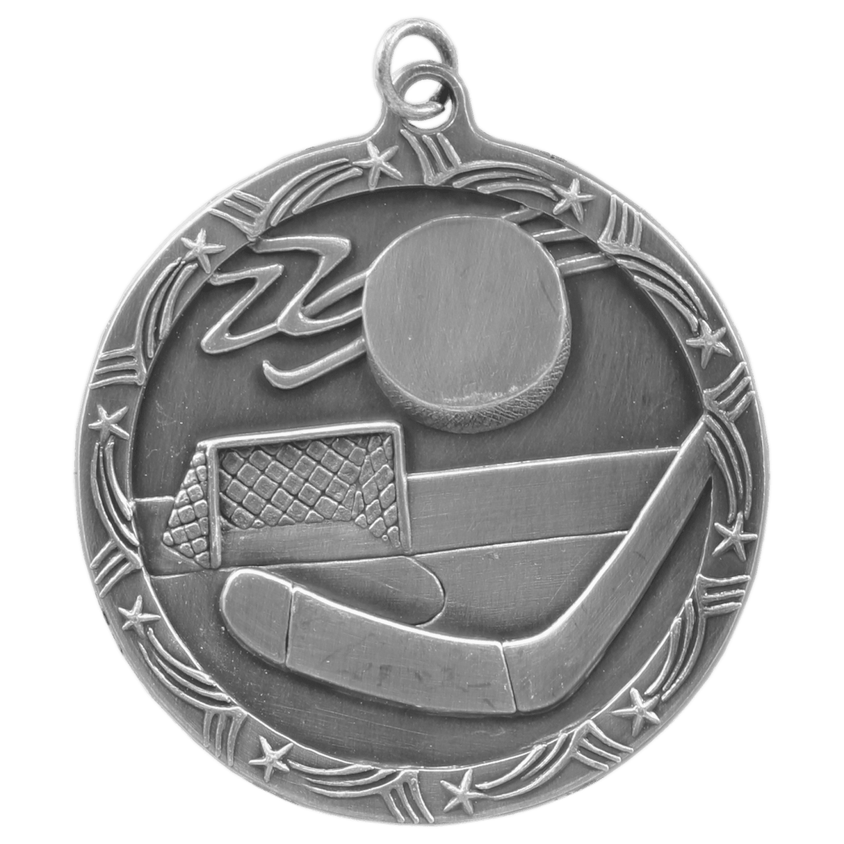 Hockey Shooting Star Medal-Silver 2 1/2"