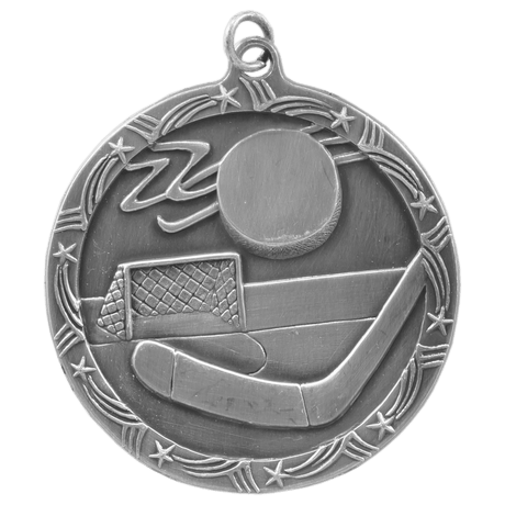Hockey Shooting Star Medal-Silver 2 1/2"