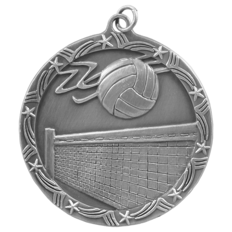 Volleyball Shooting Star Medal-Silver 2 1/2"