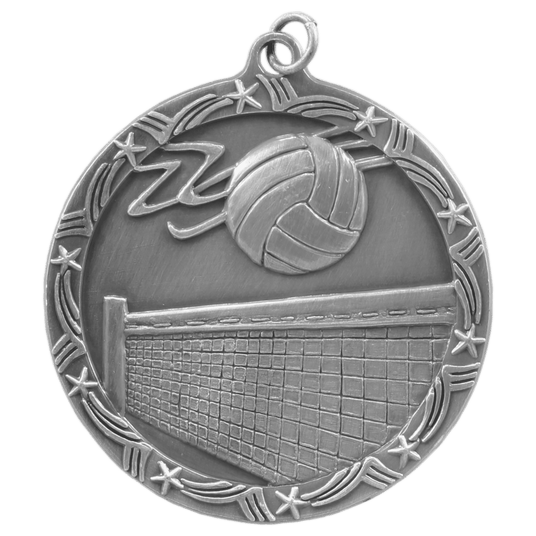 Volleyball Shooting Star Medal-Silver 2 1/2"