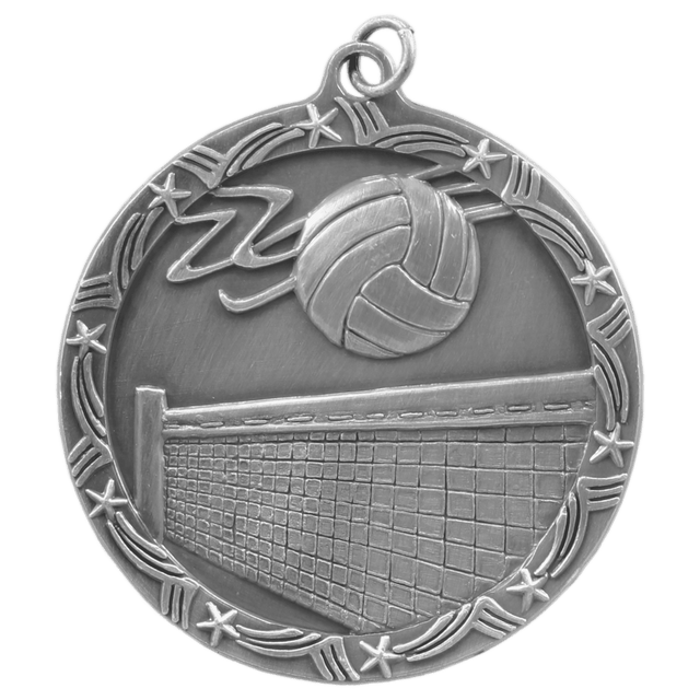 Volleyball Shooting Star Medal-Silver 2 1/2"