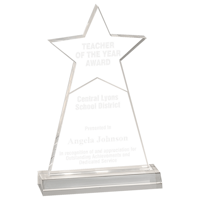 Clear Star Obelisk Acrylic with 5 3/4" inch Base