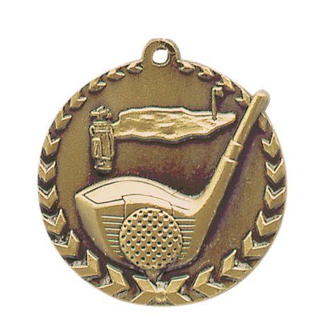 Golf Millennium Medal-Gold 1 3/4"