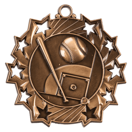 Baseball/Softball Ten Star Medal-Bronze 2 1/4"