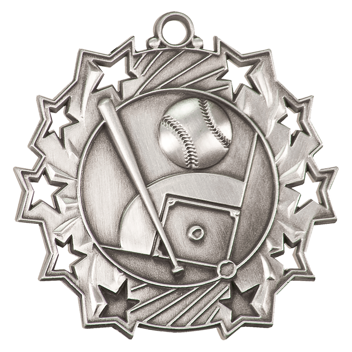Baseball/Softball Ten Star Medal-Silver 2 1/4"