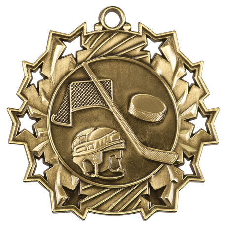 Hockey Ten Star Medal-Gold 2 1/4"