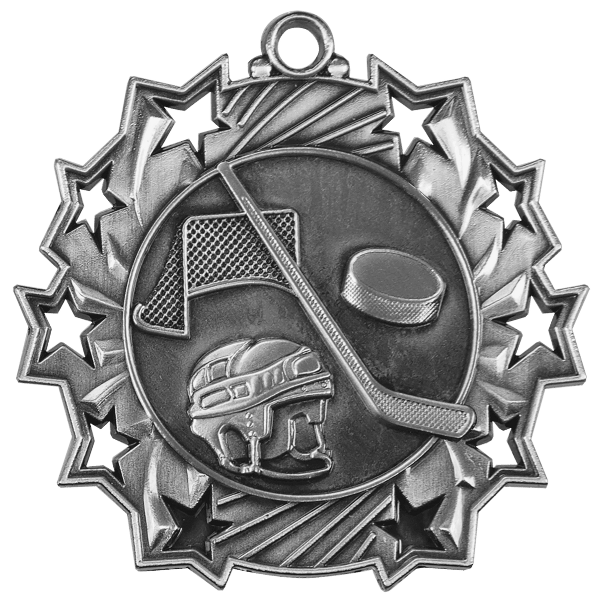 Hockey Ten Star Medal-Silver 2 1/4"