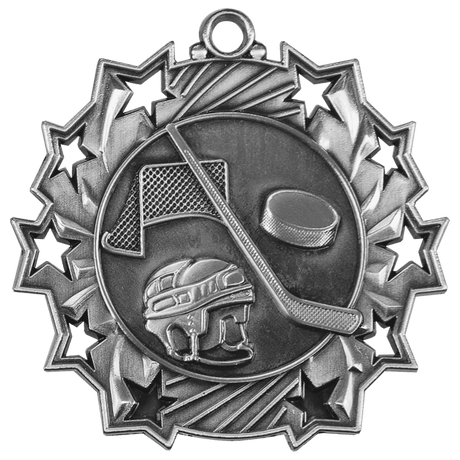 Hockey Ten Star Medal-Silver 2 1/4"