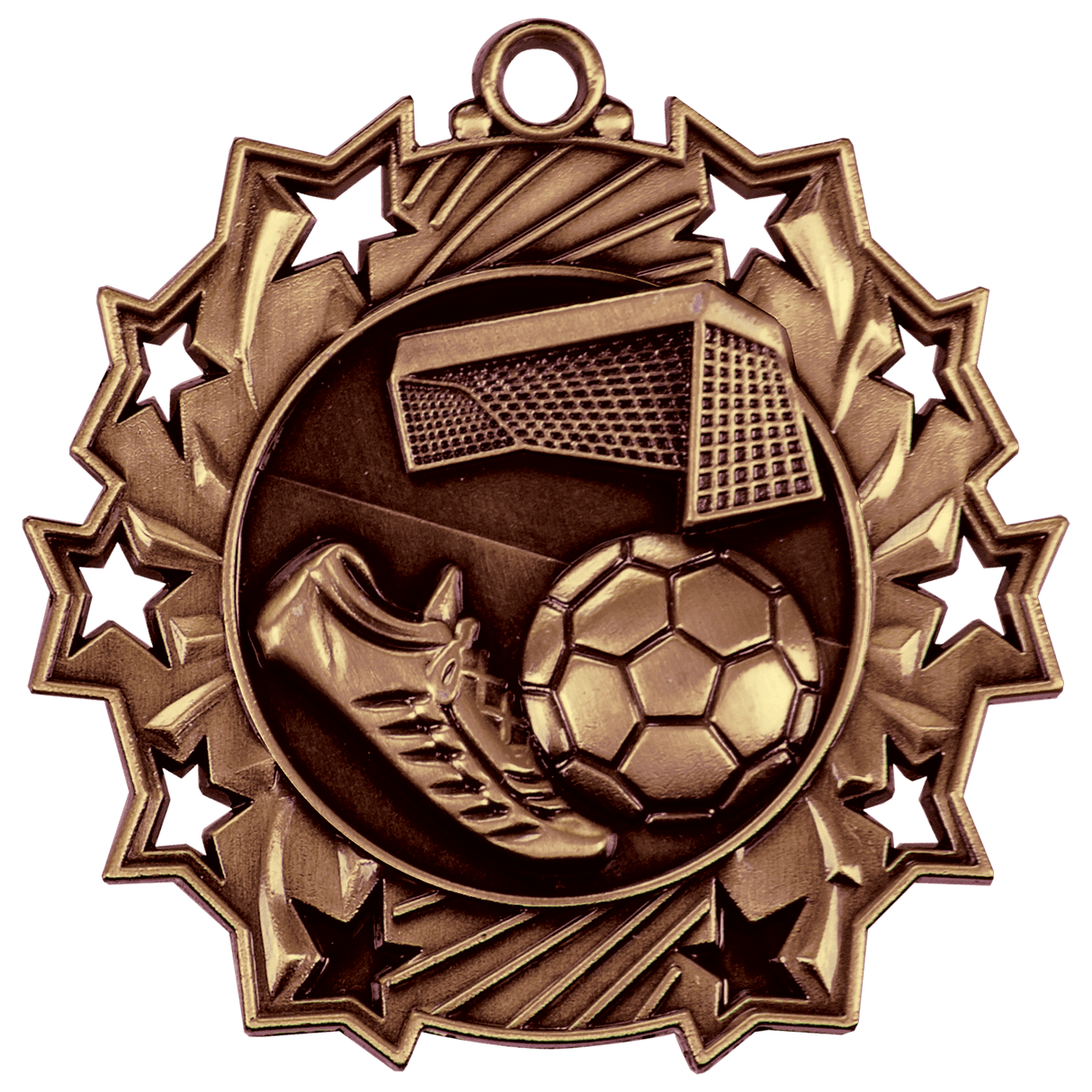 Soccer Ten Star Medal-Bronze 2 1/4"