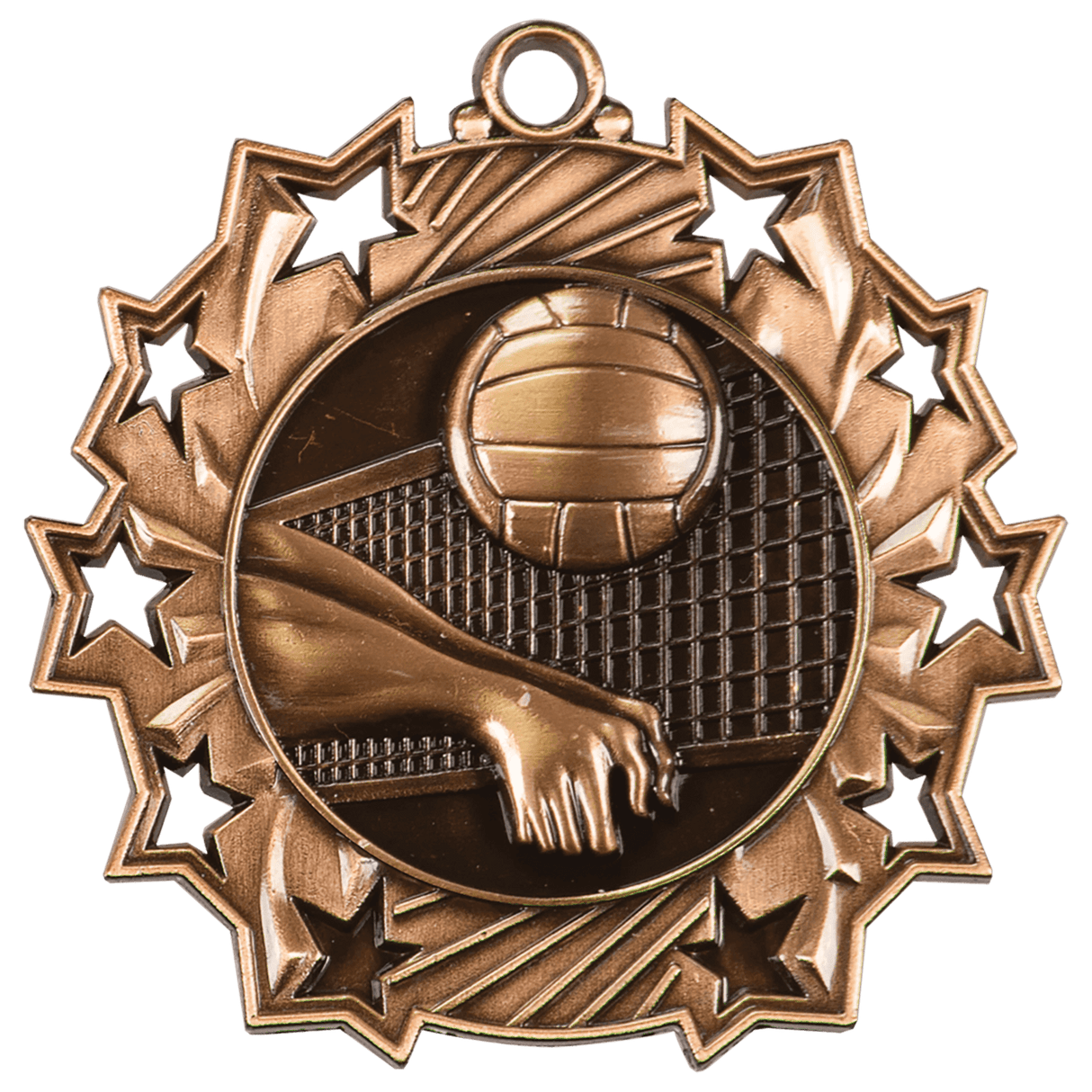 Volleyball Ten Star Medal-Bronze 2 1/4"