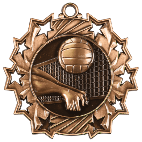 Volleyball Ten Star Medal-Bronze 2 1/4"