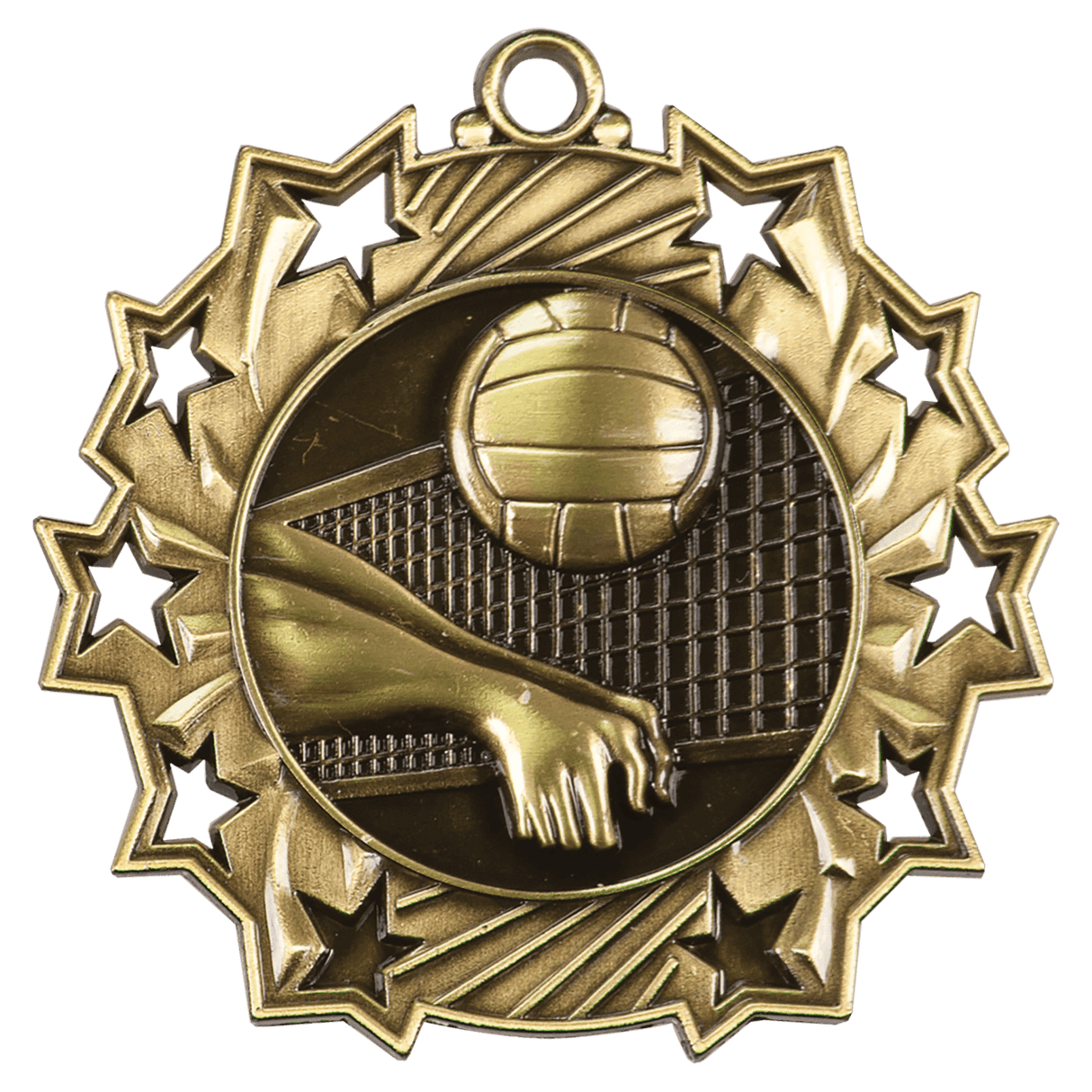 Volleyball Ten Star Medal-Gold 2 1/4"