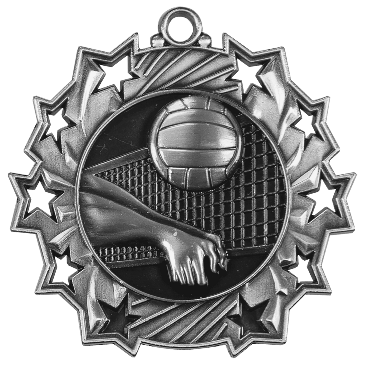 Volleyball Ten Star Medal-Silver 2 1/4"