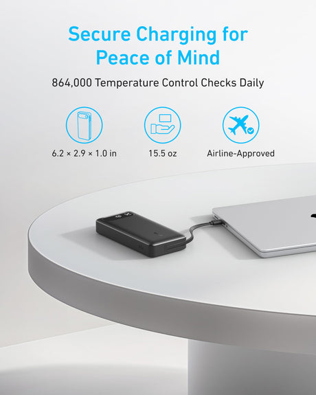 Anker Power Bank (20K, 87W, Built-In USB-C Cable) - AKD Ink