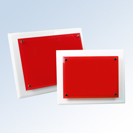 White Wood Piano Finish Plaque (Red) premium recognition award