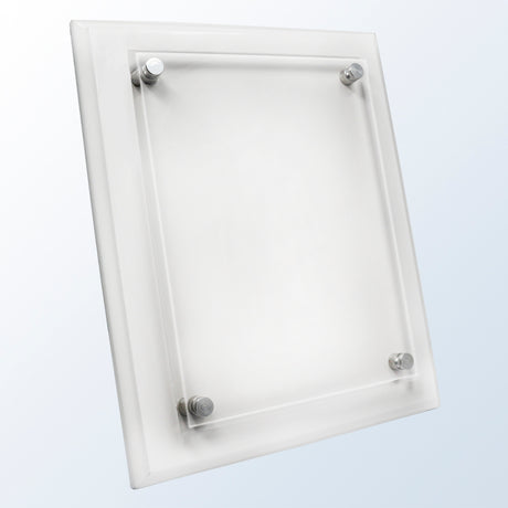 White Wood Plaque- Clear Acrylic Plate premium recognition award
