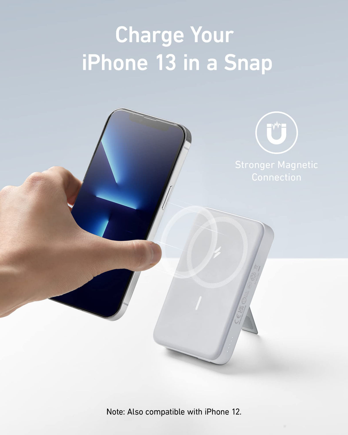 Anker 633 Magnetic Battery charging device in white, designed for portable magnetic wireless charging.