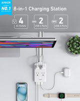White Anker 8-in-1 charging station with 20W power, featuring multiple USB ports and a sleek design for versatile device charging.