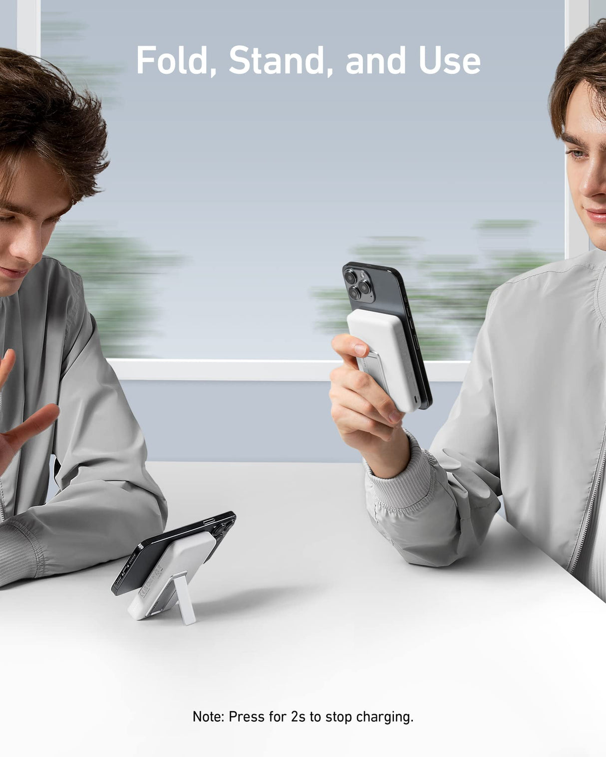 White Anker 633 Magnetic Battery for charging, featuring a sleek compact design with magnetic attachment for easy use.