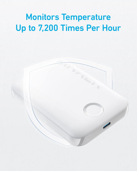 White Anker 321 MagGo PowerCore Magnetic 5K portable battery with magnetic charging feature and compact design