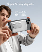 White Anker 633 Magnetic Battery charging device with sleek design and magnetic attachment for portable power.