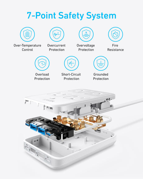 White Anker 8-in-1 charging station with 20W power, featuring multiple ports for fast device charging and organization.