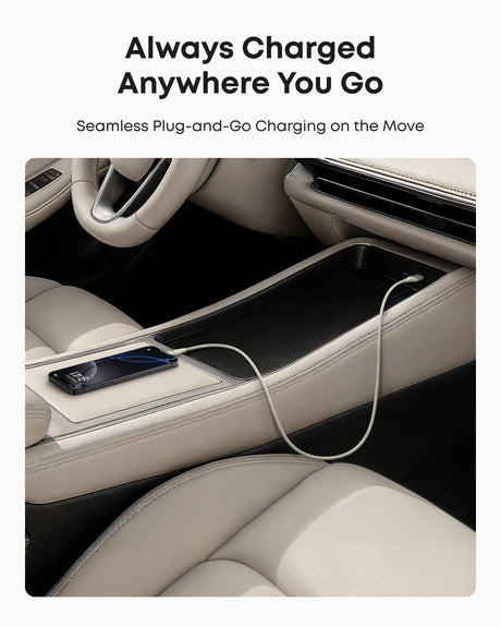 Anker upcycled braided USB-A to USB-C cable in white, 6 feet long, showing the durable braided design and connectors.