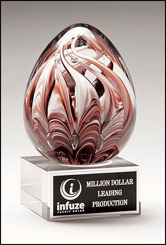 Clear art glass award by Airflyte, 3.5 x 6 inches, featuring a sleek rectangular design with engraved details.