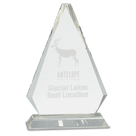 Large Clear Crystal Triangle on Clear Pedestal Base-AKD Ink