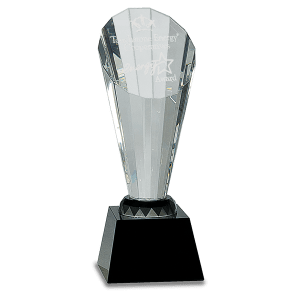 Clear Crystal Faceted Rising Spire on  Base-AKD Ink