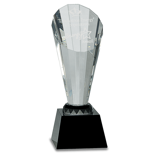 Clear Crystal Faceted Rising Spire on  Base-AKD Ink