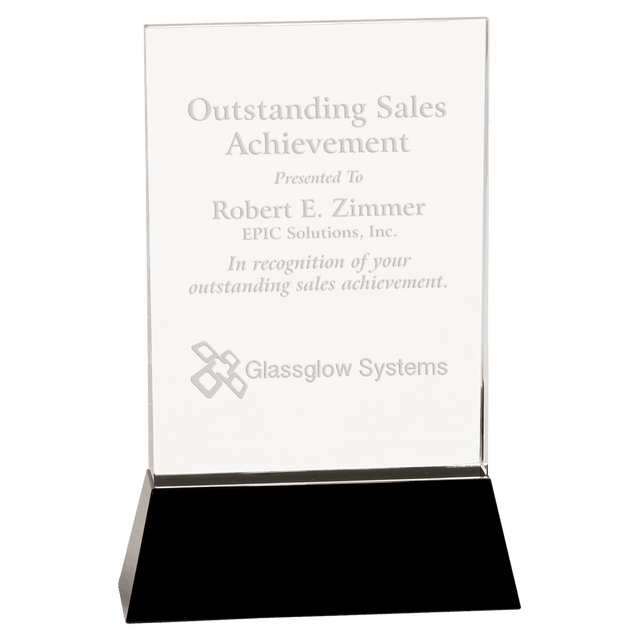 Large Clear Crystal Rectangle Wedge on  Base-AKD Ink