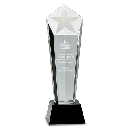 Large Crystal Frosted Star Column on  Pedestal Base-AKD Ink