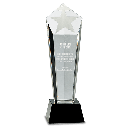 Large Crystal Frosted Star Column on  Pedestal Base-AKD Ink