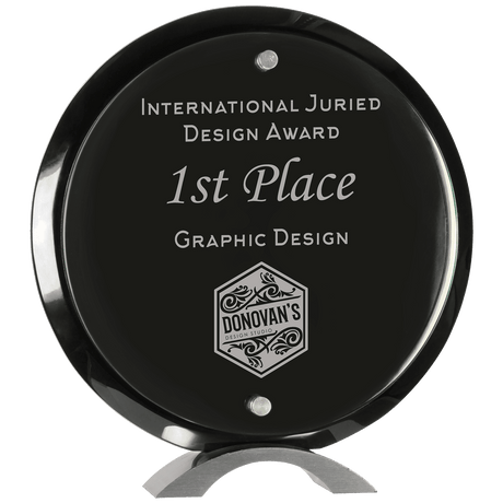 Large Round  Piano Finish Floating Jade Glass Standup-AKD Ink